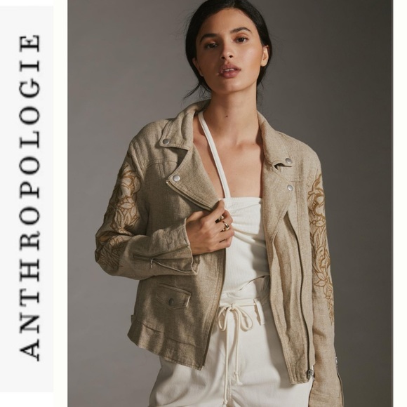 Anthropologie Jackets & Blazers - NWT Anthropologie Tessa Embroidered Boyfriend Jacket tan xs